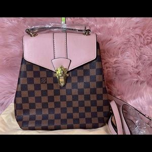 Pink and brown backpack purse